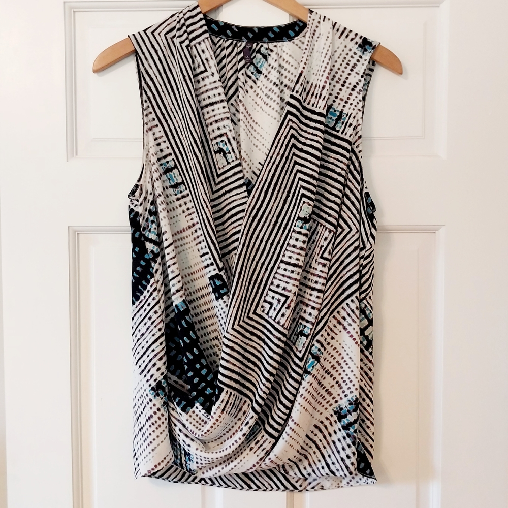 NYDJ Black and White Patterned Blouse
